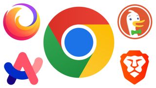 Logos for Google Chrome, Firefox, DuckDuckGo, Brave and Arc