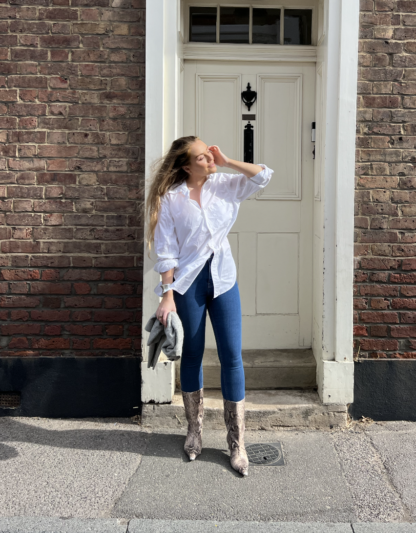 Topshop, Joni High Rise Super Skinny Jean in Mid Blue