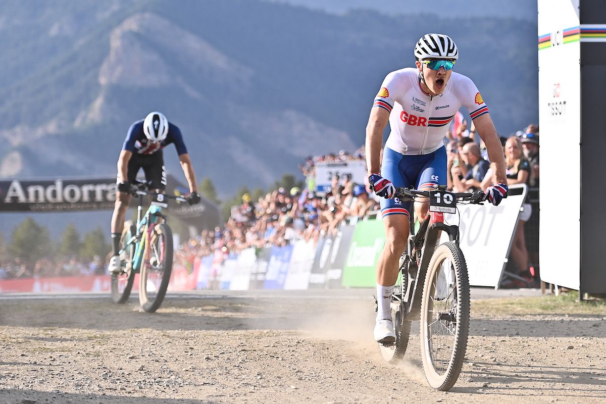 Picture by Will Palmer/SWpix.com - 30/08/2024 - Cycling - 2024 UCI Mountain Bike World Championships - Pal Arinsal, Arinsal, Andorra - Men Elite Cross-country Short Track Final - Charlie Aldridge (Great Britain)