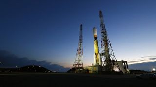 A Japanese H-IIB rocket carrying the HTV-7 cargo ship (Kounotori7) for the Japan Aerospace Exploration Agency stands atop its launchpad at the Tanegashima Space Center in southern Japan. Liftoff is scheduled for 1:52 p.m. EDT on Sept. 22, 2018.