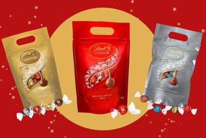 A collage of Lindt Lindor Chocolate Truffle bags