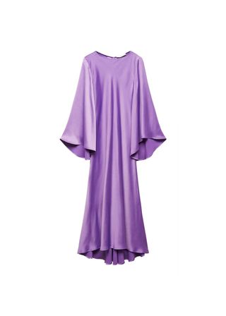 Flared-Sleeve Satin Dress - Women