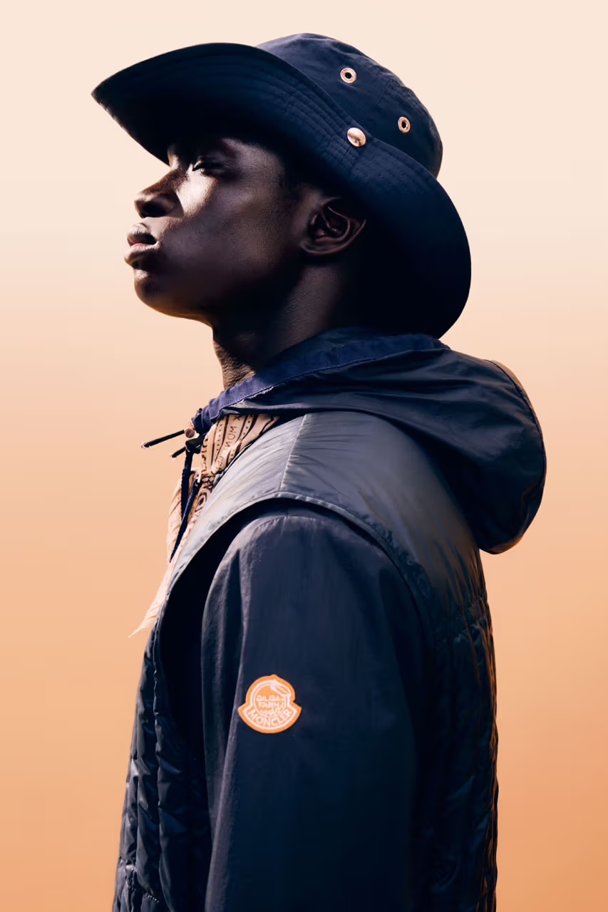 Moncler blue rain jacket and matching hat