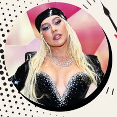 Christina aguilera alongside a graphic of a clock