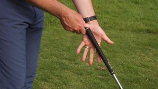 Left hand golf grip position