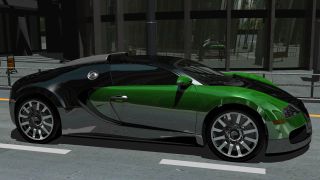 Ray tracing can simulate interreflections like that of the side-view mirror on the car body