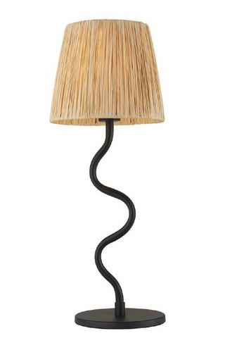 Perch & Parrow WEDNESDAY NATURAL RAFFIA TABLE LAMP IN MATT BLACK