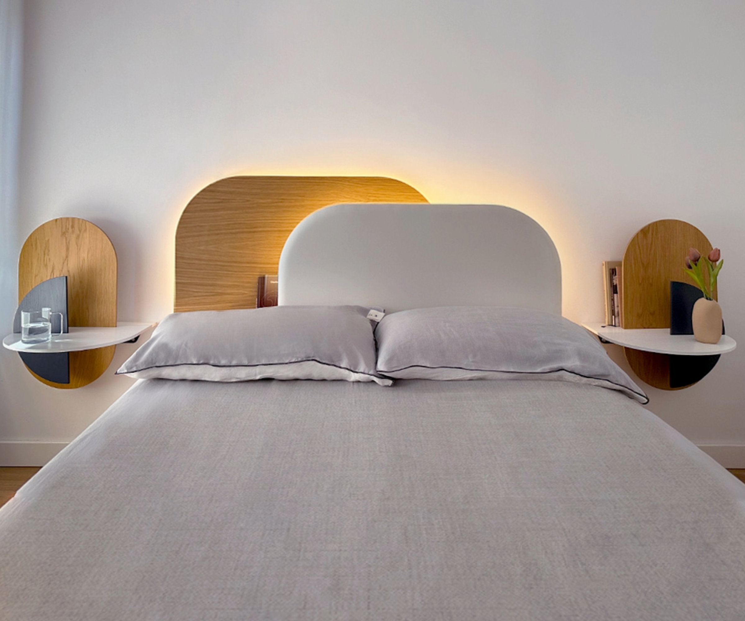 Headboard idea with lights behind it