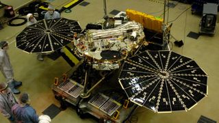 The Phoenix Mars lander inside the clean room the bacteria were found in