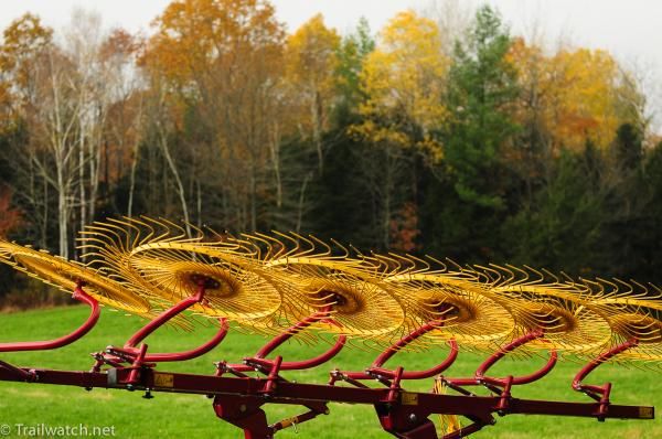 Even the farm machinery seemed to be in autumn colors.