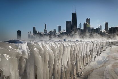 Ice in Chicago on Wednesday.