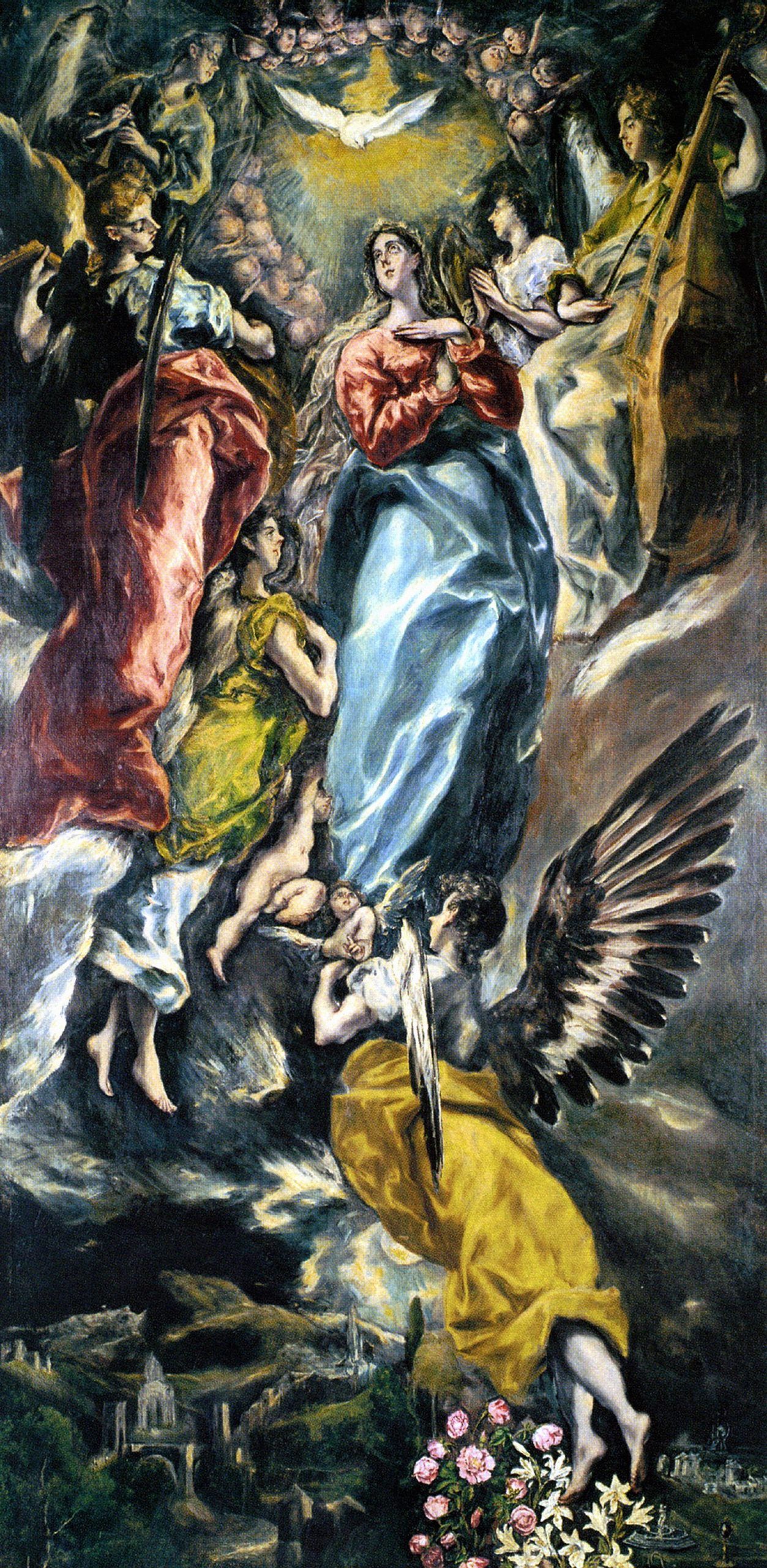 The Immaculate Conception of the Virgin, 1608–13, 11ft 5in by 5ft 8½in, by El Greco (Doménikos Theotokópoulos, 1541–1614), Museo de Toledo, Spain.