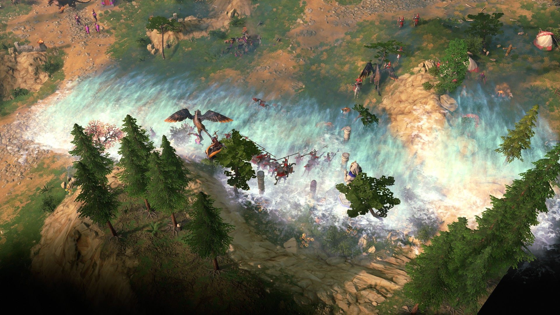 A flood destroying an army in Age of Mythology: Retold Immortal Pillars