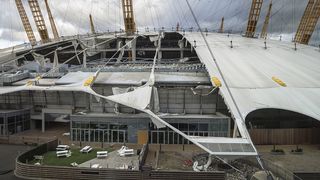O2 Arena roof ripped