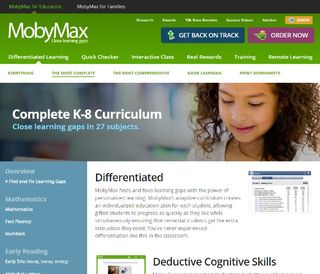 MobyMax K-8 curriculum homepage