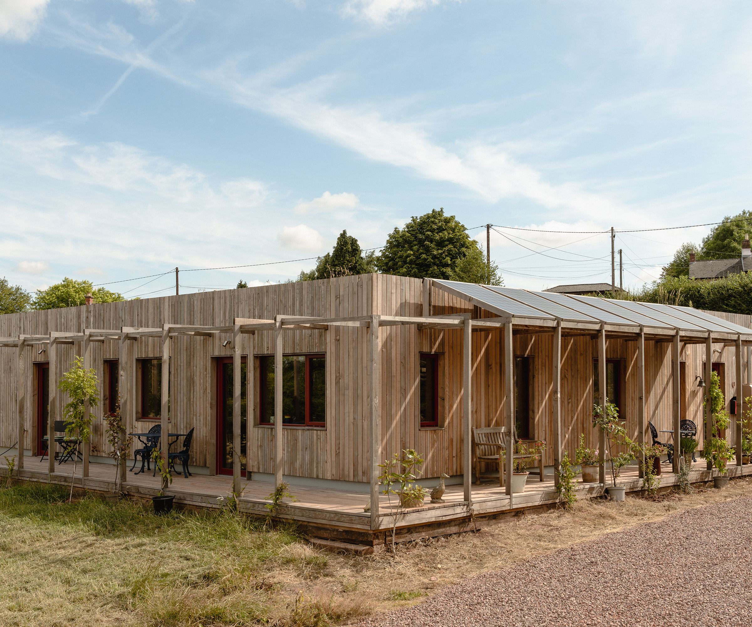 A single storey self build home made from a modular timber construction system
