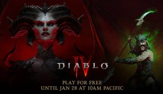 Diablo 4 image showing Lilith, and the new Spiritborn class holding a polearm