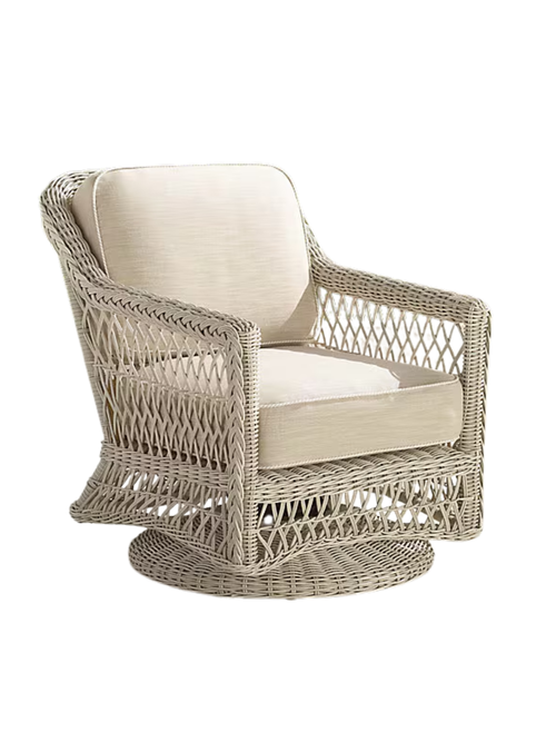 Hampton Swivel Lounge Chair in Ivory Wicker