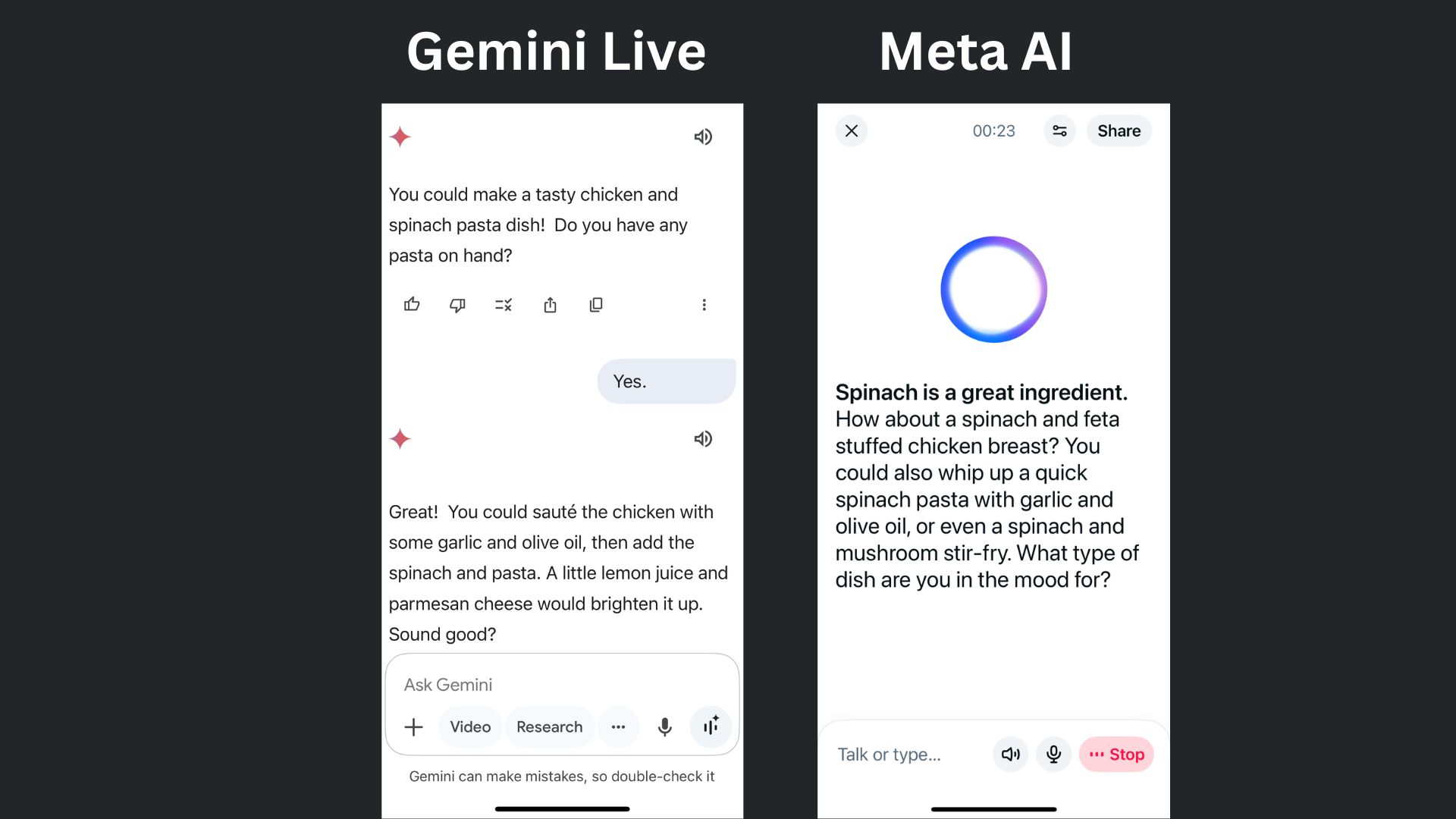 Gemini Live vs. Meta