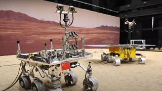China's Tianwan-1 Mars rover (right) is larger than the Yutu moon rovers (left).