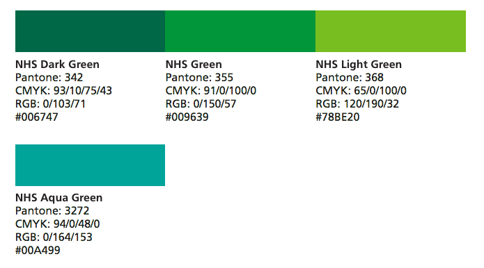 An array of NHS greens will help to highlight the new identity policy