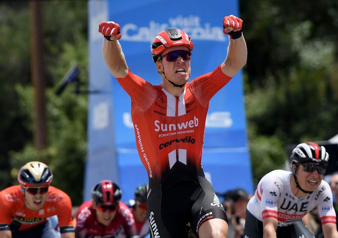 Team Sunweb's Cees Bol sprints to victory on the final stage of the 2019 Tour of California in Pasadena