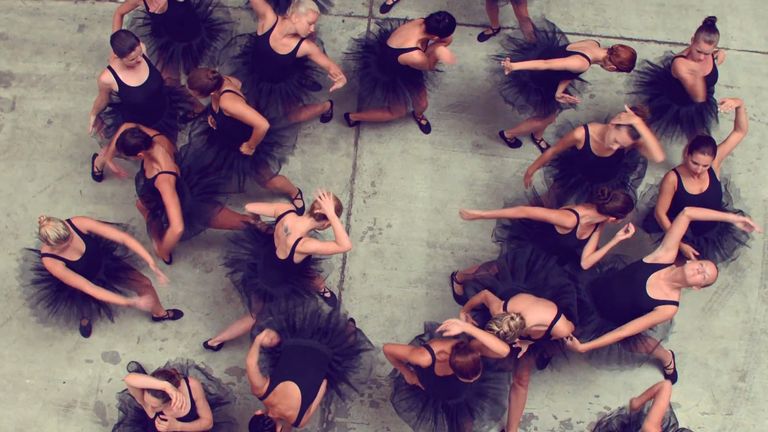 A group of ballet dancers as seen from above