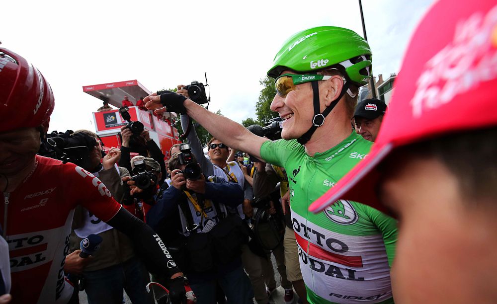 Andre Greipel celebrates following his stage 5 win.