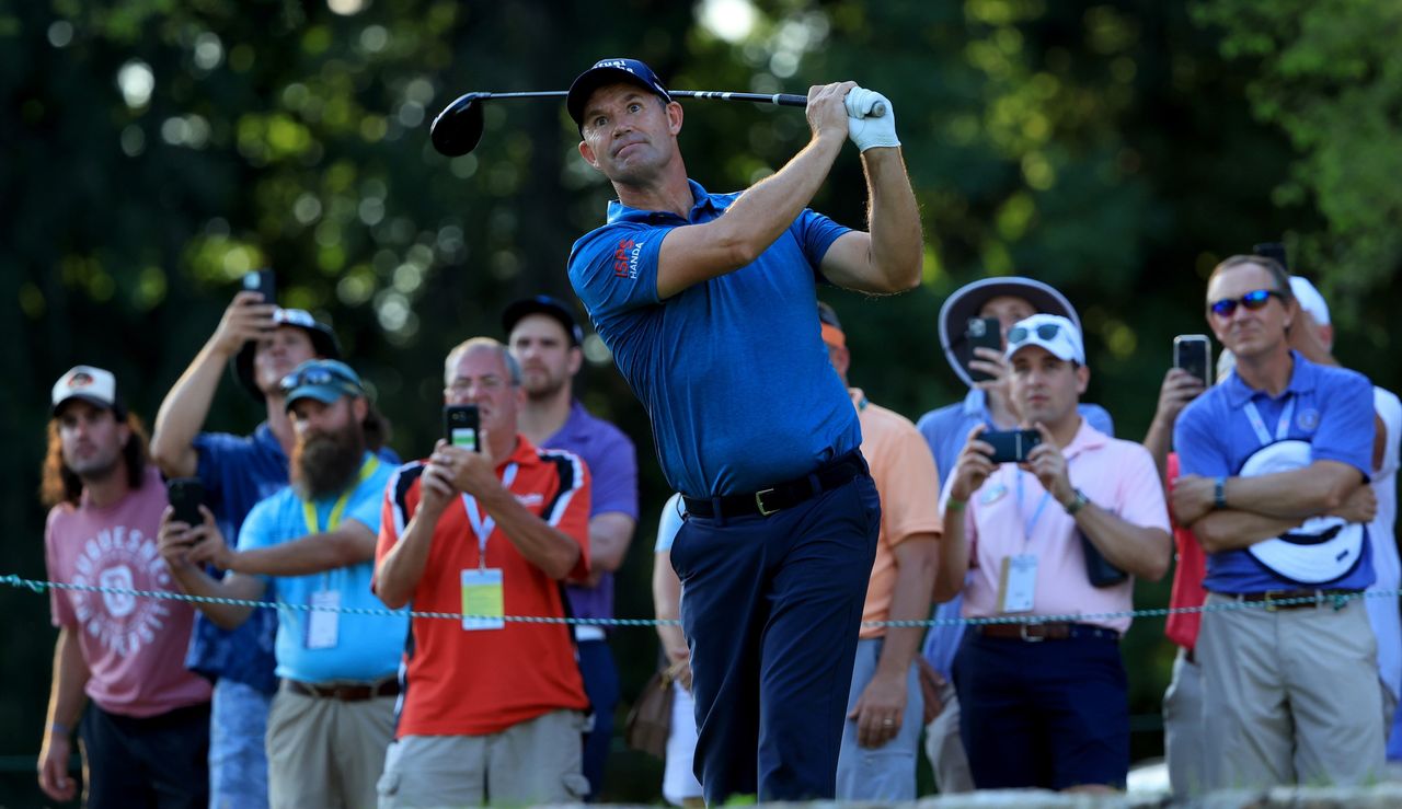 Harrington eyes up a shot off the tee