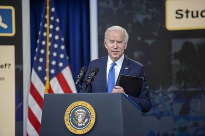 President Biden seen during a speech in Washington, D.C. 