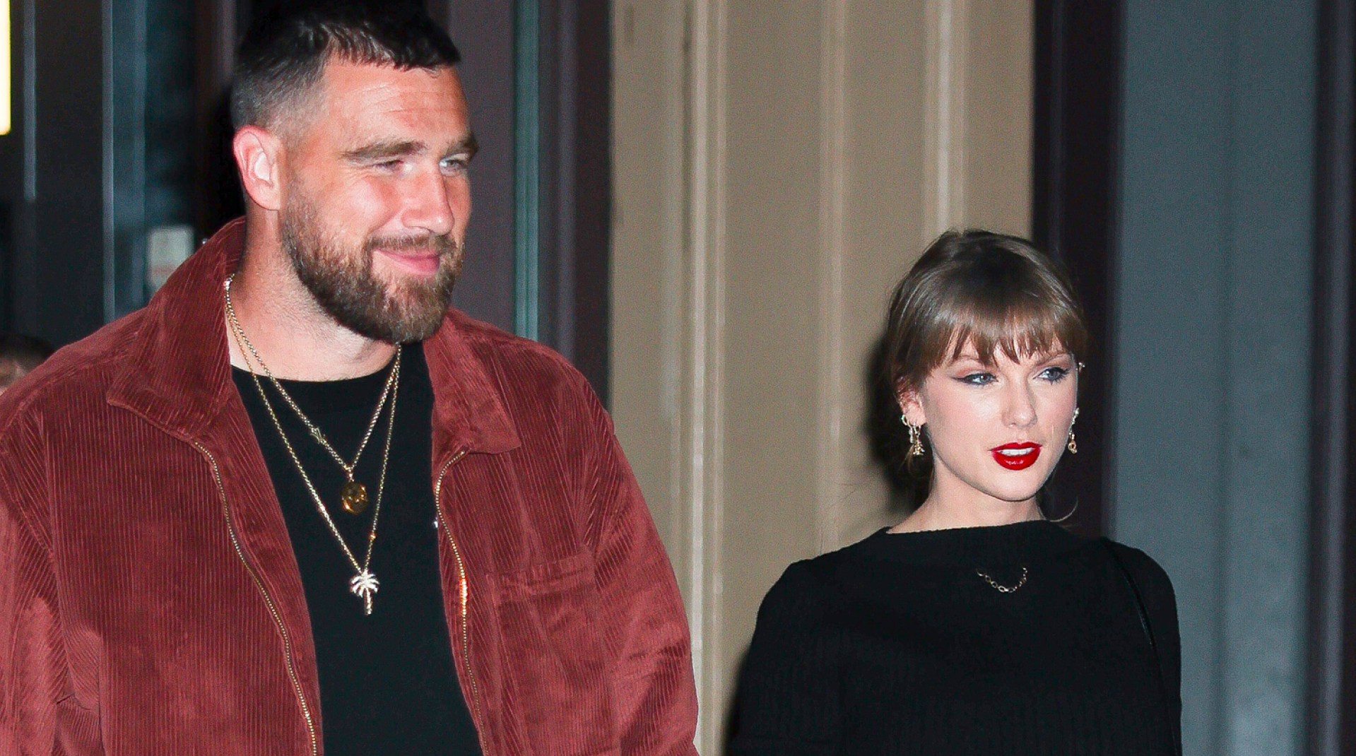 Taylor Swift and Travis Kelce seen in NoHo on November 06, 2025 in New York City