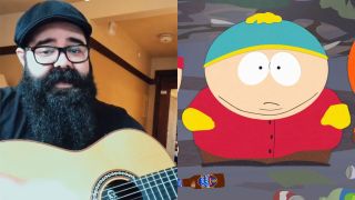 A montage of online cover artist Fernando Ufret and South Park's Cartman