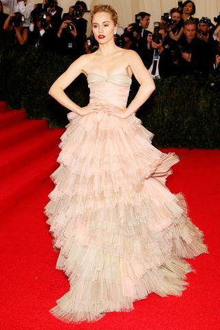 Suki Waterhouse on the red carpet at the Met Ball 2014