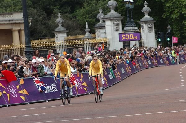 Australia's Shara Gillow, left, and Chloe Hosking before the start
