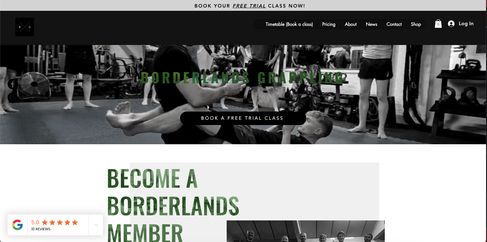 screenshot of borderlands grappling homepage