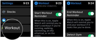 Workout detection on/off