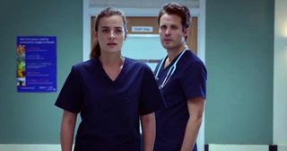 james anderson and Camilla Arfwedson as Oliver Valentine and Zosia March in Holby City