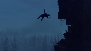 Baby Steps PS5 game; a man falls off a mountain