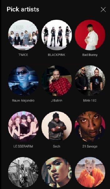 YouTube Music radio creation interface