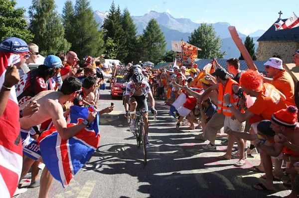 Sastre makes his way through the fans who were relatively tame in comparison with previous years.