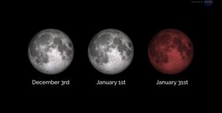 Supermoon full moons will occur on Dec. 3, 2017,Jan. 1, 2018 and Jan. 31, 2018. The Jan. 31 supermoon will also be a blue moon and occur during a total lunar eclipse.