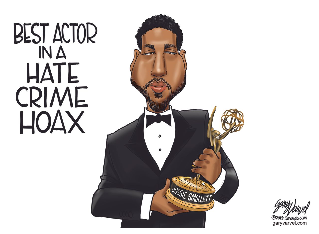 Political&amp;amp;nbsp;Cartoon&amp;amp;nbsp;U.S. Jussie Smollett Oscars Trump MAGA Hate Crime Hoax