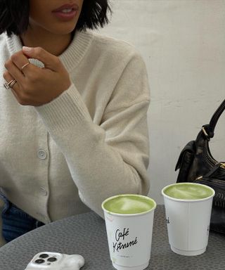 @rochellehumes drinking matcha