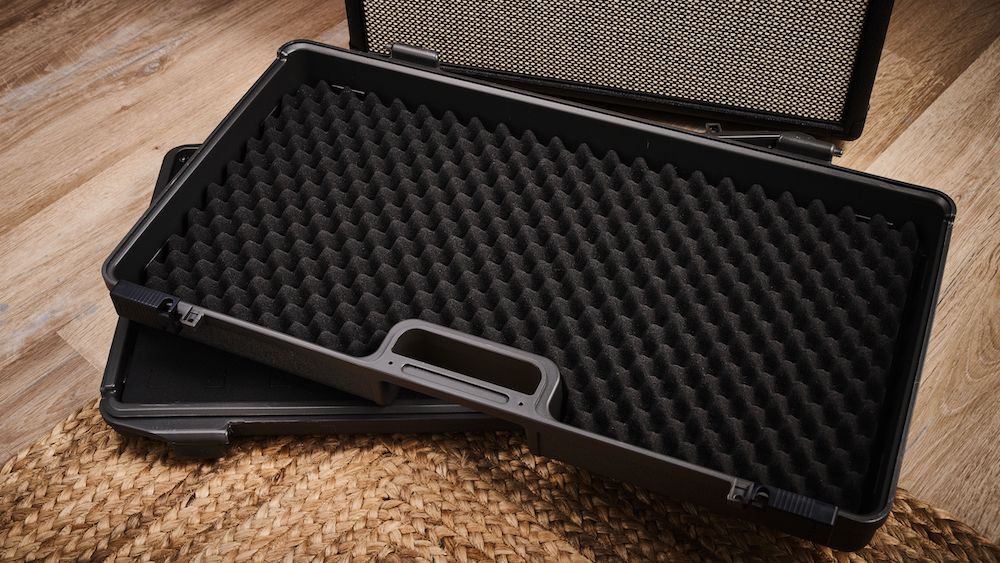 The padded lid of the Boss BCB-90X pedalboard
