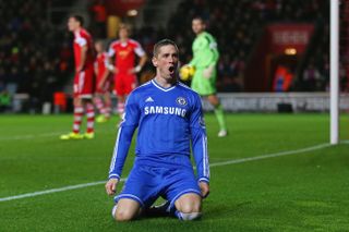 Fernando Torres celebrates after scoring for Chelsea against Southampton in January 2014.