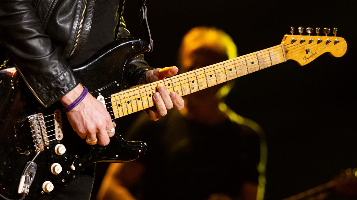 Musician Kenny Wayne Shepherd performs onstage wielding David Gilmour's &ldquo;Black Strat&rdquo; at the Jim Irsay Collection Exhibit and Concert at the Shrine Auditorium and Expo Hall in Los Angeles, California on January 11, 2024