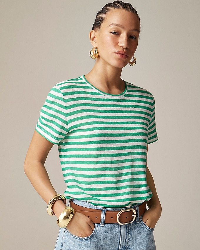 New Relaxed Linen T-Shirt in Stripe
