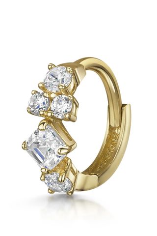 gold abstract diamond hoop, gold jewellery