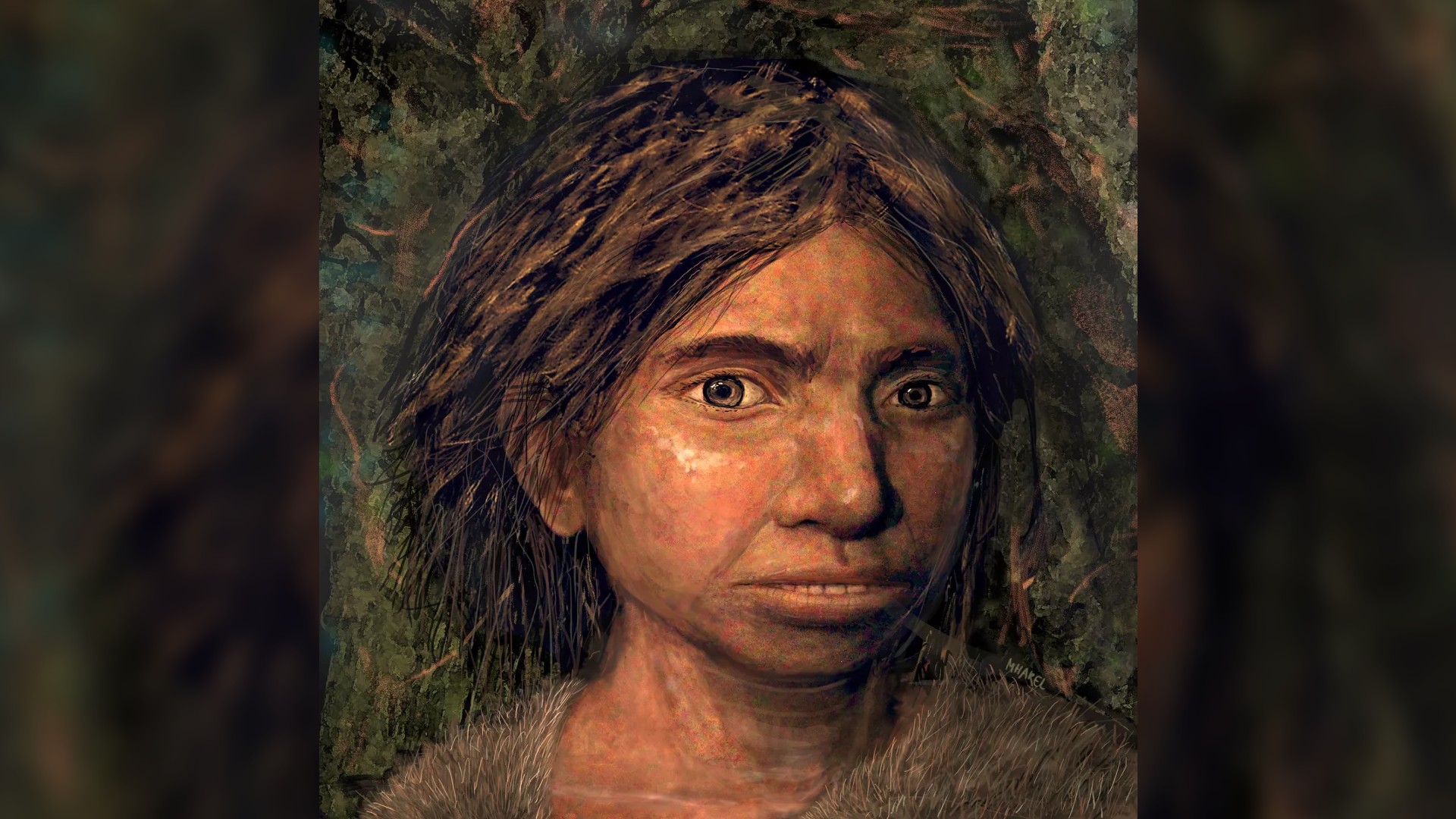 An artist's rendering shows the first-ever portrait of a Denisovan woman, recreated from an ancient DNA sample.