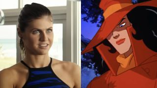 Alexandra Daddario starring as Summer Quinn in the raunchy 2017 comedy, Baywatch, Carmen Sandiego as she appeared in the Fox saturday morning cartoon 'Where on Earth is Carmen Sandiego?'